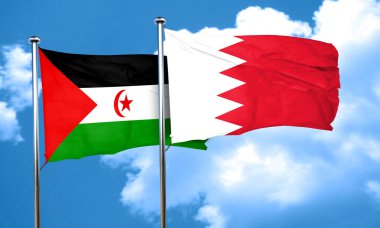 Batı Sahra bayrak Bahreyn bayrağı, 3d render ile