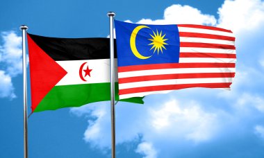 Batı Sahra bayrak Malezya bayrağı, 3d render ile