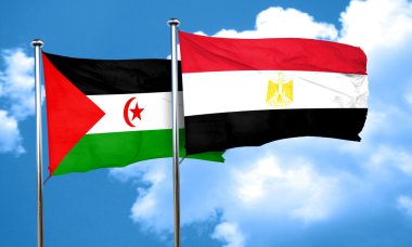 Batı Sahra bayrak Mısır bayrak, 3d render ile