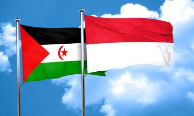 Endonezya bayrağı, 3d render bayrakla Batı Sahra