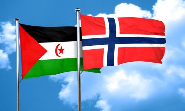 Batı Sahra bayrak Norveç bayrağı, 3d render ile