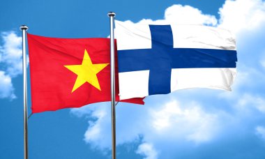 Vietnam bayrağı Finlandiya bayrağı, 3d render ile