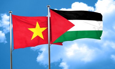 Palestine bayrak, 3d render ile Vietnam bayrağı