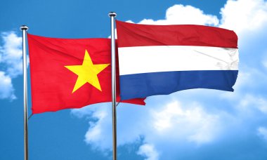 Hollanda bayrağı, 3d render ile Vietnam bayrağı