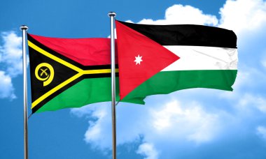 Vanatu bayrak Jordan bayrak, 3d render ile