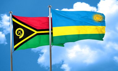 Vanatu bayrak Ruanda bayrak, 3d render ile
