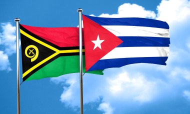 Vanatu bayrak Küba bayrağı, 3d render ile