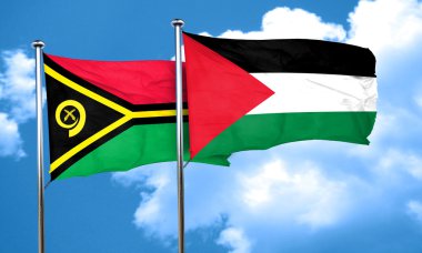 Vanatu bayrak Palestine bayrak, 3d render ile