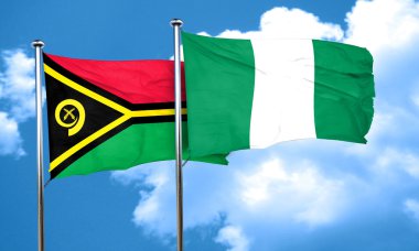 Vanatu bayrak Nijerya bayrak, 3d render ile