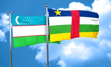 Orta Afrika Cumhuriyeti bayrağı, 3d render ile Özbekistan bayrağı