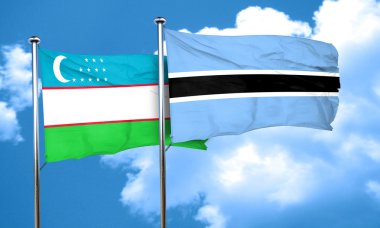 Botsvana bayrağı, 3d render ile Özbekistan bayrağı