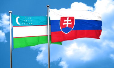 Slovakya bayrağı, 3d render ile Özbekistan bayrağı