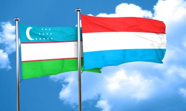 Lüksemburg bayrağı, 3d render ile Özbekistan bayrağı