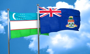 Cayman Adaları bayrağı, 3d render ile Özbekistan bayrağı