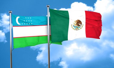 Meksika bayrağı, 3d render ile Özbekistan bayrağı