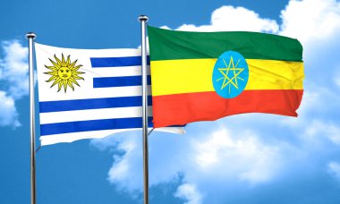 Etiyopya bayrağı, 3d render ile Uruguay bayrağı