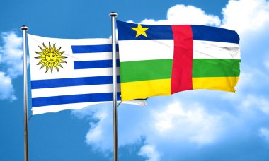 Orta Afrika Cumhuriyeti bayrağı, 3d render ile Uruguay bayrağı