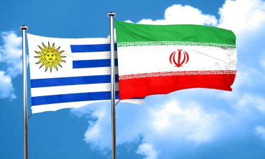 Uruguay bayrağı Iran bayrağı, 3d render ile