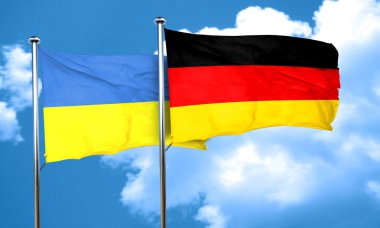 Almanya bayrağı, 3d render ile Ukrayna bayrağı