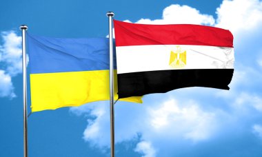 Mısır bayrak, 3d render ile Ukrayna bayrağı