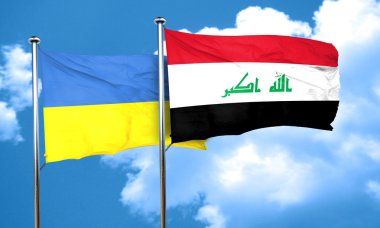 Irak bayrağı, 3d render ile Ukrayna bayrağı