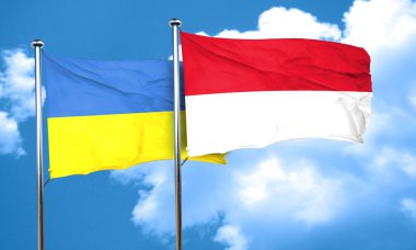 Endonezya bayrağı, 3d render ile Ukrayna bayrağı