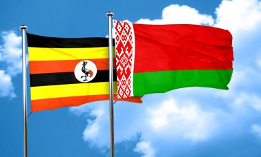 Beyaz Rusya bayrağı, 3d render Uganda bayrağıyla