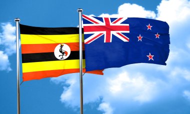 Yeni Zelanda bayrağı, 3d render Uganda bayrağıyla