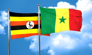 Uganda bayrağıyla Senegal bayrak, 3d render