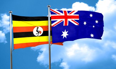 Avustralya bayrağı, 3d render Uganda bayrağıyla