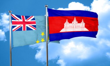 Kamboçya bayrağı, 3d render ile Tuvalu bayrağı