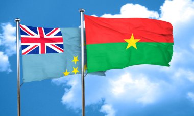 Burkina Faso bayrak, 3d render ile Tuvalu bayrağı