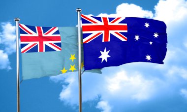 Avustralya bayrağı, 3d render ile Tuvalu bayrağı