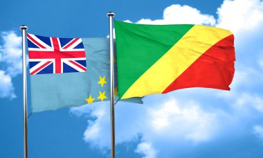 Kongo bayrak, 3d render ile Tuvalu bayrağı