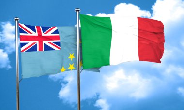 Tuvalu bayrağı İtalya bayrağı, 3d render ile