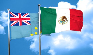 Meksika bayrağı, 3d render ile Tuvalu bayrağı