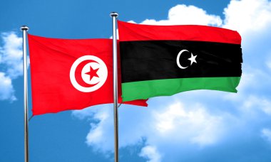 Tunus bayrağı Libya bayrağı, 3d render ile