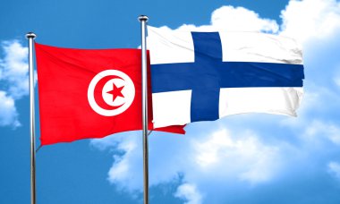 Tunus bayrağı Finlandiya bayrağı, 3d render ile