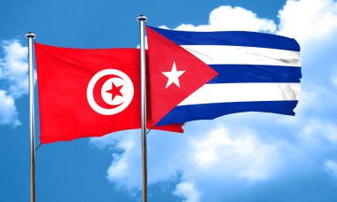 Tunus bayrağı Küba bayrağı, 3d render ile