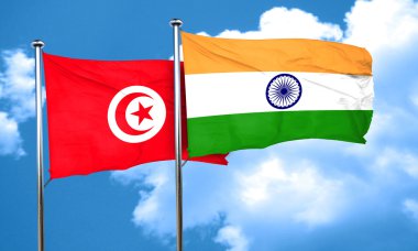Tunus bayrağı Hindistan bayrağı, 3d render ile