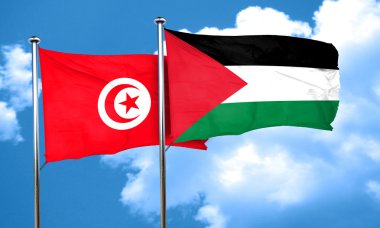 Palestine bayrak, 3d render ile Tunus bayrağı
