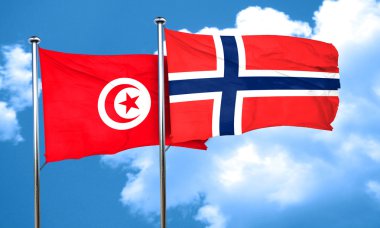 Norveç bayrağı, 3d render ile Tunus bayrağı
