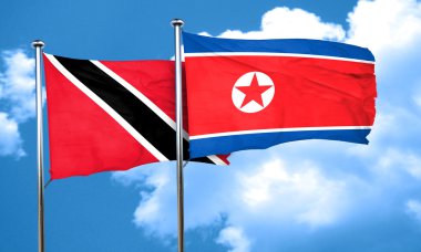 Trinidad ve tobago bayrak Kuzey Kore bayrağı, 3d render ile