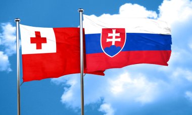 Tonga bayrağı ile Slovakya bayrağı, 3d render