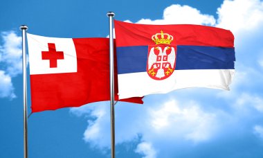 Tonga bayrak Sırbistan bayrağı, 3d render ile