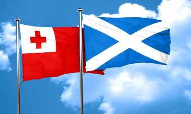 Tonga bayrak İskoçya bayrağı, 3d render ile