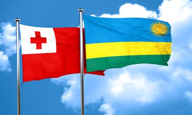 Tonga bayrak Ruanda bayrak, 3d render ile