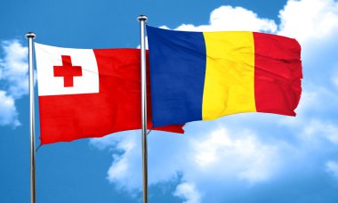 Tonga bayrak Romanya bayrağı, 3d render ile