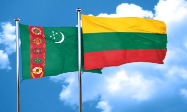 Litvanya bayrağı, 3d render ile Türkmenistan bayrağı