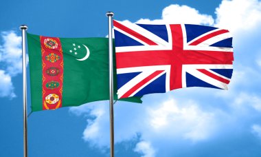 Büyük Britanya bayrağı, 3d render ile Türkmenistan bayrağı